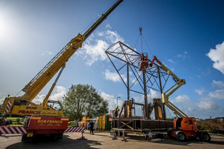 New Small Wheel Resting Frame Cover being loaded for transport